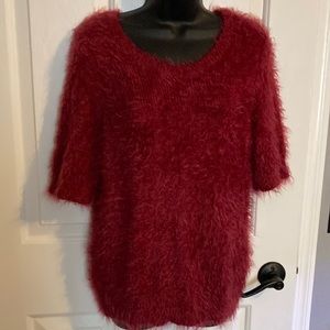 Women’s red faux mohair sweater